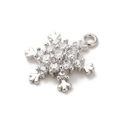 Christmas Theme Brass Micro Pave Cubic Zirconia Charms KK-P278-06P-1