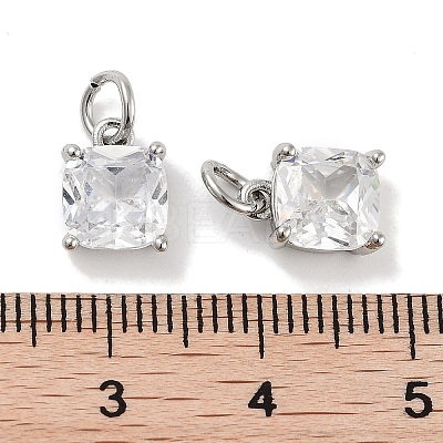 Brass Micro Pave Cubic Zirconia Charms KK-C051-15P-01-1