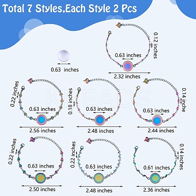 DIY Rainbow Color Blank Dome Link Bracelet Making Kit DIY-SZ0009-08-1