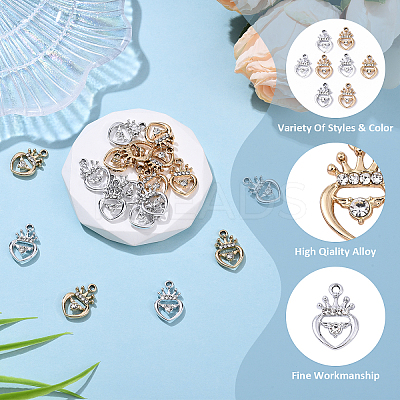 10Pcs 2 Colors Alloy Rhinestone Pendants ALRI-YW0001-28-1