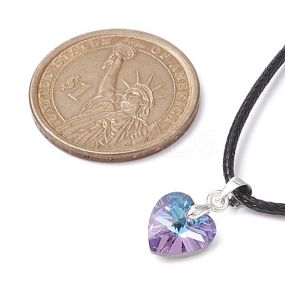 Glass Heart Pendant Necklaces NJEW-JN04476-1