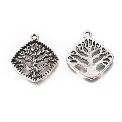Tibetan Style Alloy Tree Pendants LS-TIBEP-GC172-AS-NR-1