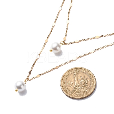 Brass Link Chain Double Layer Necklaces NJEW-JN03993-1