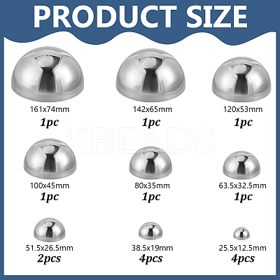 16Pcs 9 Styles Stainless Steel Semihemisphere Ball STAS-NB0002-75-1