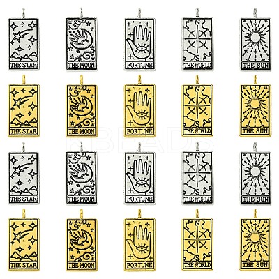 15Pcs 5 Styles Tibetan Style Alloy Pendants TIBEP-YW0001-76AG-1