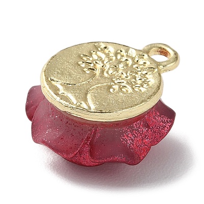 Opaque Resin Rose Pendants LS-X-PALLOY-Z016-02G-1