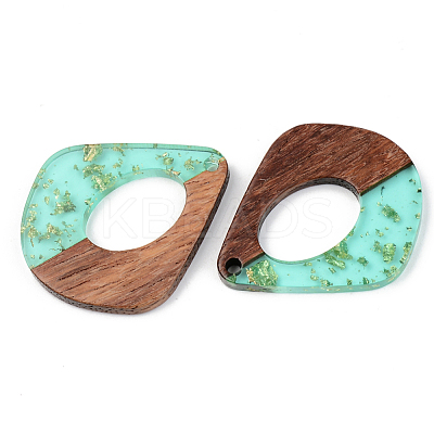 Transparent Resin & Walnut Wood Pendants RESI-S389-016A-B02-1
