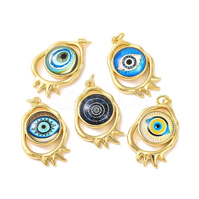 Rack Plating Brass Micro Pave Cubic Zirconia Pendants KK-H486-25G-1