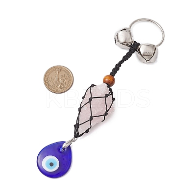 Natural Rose Quartz Pouch Pendant Decorations HJEW-JM02128-01-1