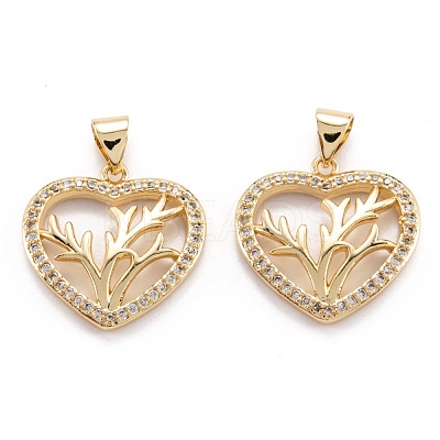 Brass Micro Pave Clear Cubic Zirconia Beads Pendants ZIRC-M114-16G-1