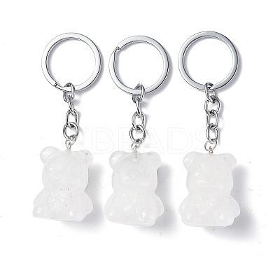 Natural Quartz Crystal Pendant Keychains KEYC-P011-02P-12-1