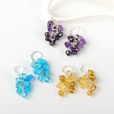 Gemstone Chips Earrings EJEW-JE01301-1