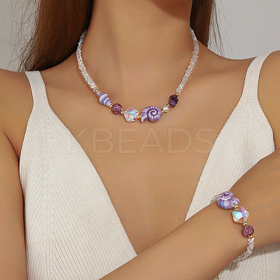 Alloy & Rhinestone & Glass & Porcelain & Plastic Pearl Beaded Necklaces & Beaded Bracelets FS-WG8B806-03-1