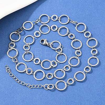 304 Stainless Steel 10MM and 14MM Ring Link Chain Necklaces NJEW-P343-02C-P-1