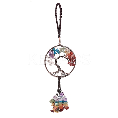 Wire Wrapped Chips Natural Gemstone Big Pendant Decorations HJEW-SZ0001-26D-1