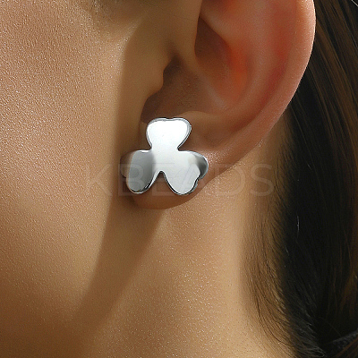 Fashionable 201 Stainless Steel Clover Stud Earrings OT0775-1