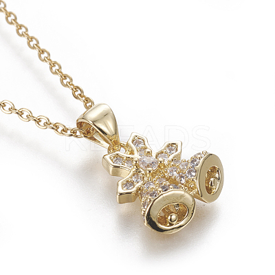 Brass Micro Pave Cubic Zirconia Pendant Necklaces NJEW-I230-23-1