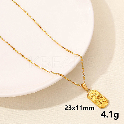 304 Stainless Steel Rectangle Pendant Necklaces LL9510-4-1