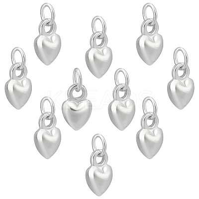 10Pcs Sterling Silver 3D Peach Heart Charms with Jump Rings STER-PH0002-94-1