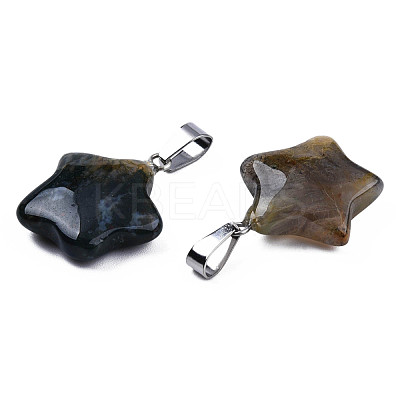 Star Natural Indian Agate Pendants G-Q367-28-1