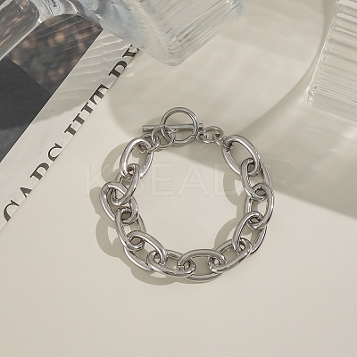 304 Stainless Steel Cable Chain Bracelets for Women BJEW-C129-08B-P-1