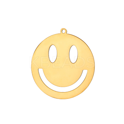 Smiling Face Charms 304 Stainless Steel Pendants X-STAS-OY004-54G-1