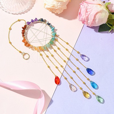 Teardrop Glass Pendant Decoration HJEW-JM02120-1