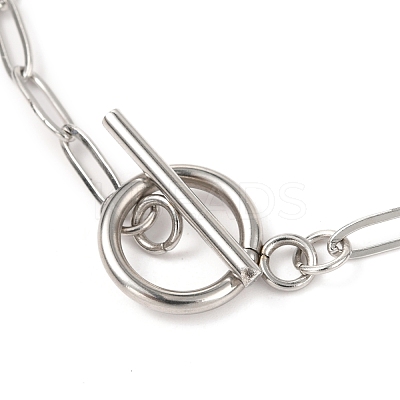 Tarnish Resistant Unisex 304 Stainless Steel Paperclip Chain Bracelets BJEW-H541-04A-P-1