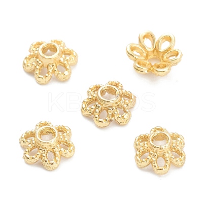 Rack Plating Alloy Flower Bead Caps KK-J277-13G-1
