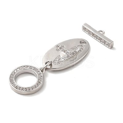 Brass Micro Pave Clear Cubic Zirconia Toggle Clasps KK-M243-11P-1