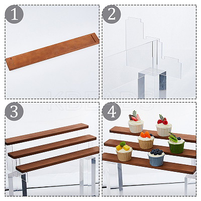 3-Tier Wood Acrylic Organizer Display Riser Rack ODIS-WH0070-13C-1