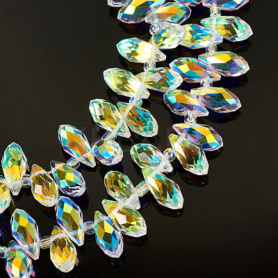 2 Strands Electroplate Transparent Glass Faceted Teardrop Beads Strand EGLA-TA0001-36A-1