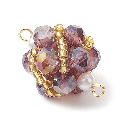 Glass Beaded Round Sphere Links PALLOY-MZ00874-08-1