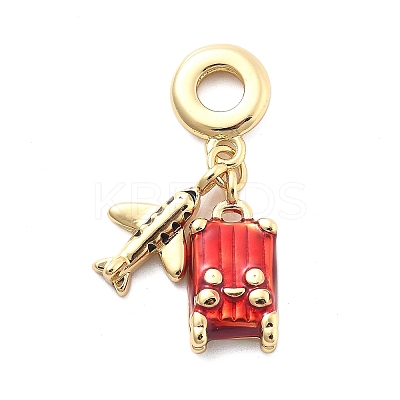 Rack Plating Brass Red Enamel European Dangle Charms LS-KK-Q017-20G-1