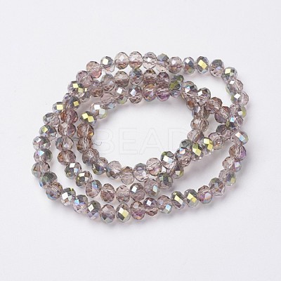 Electroplate Transparent Glass Beads Strands EGLA-A034-T6mm-S-1