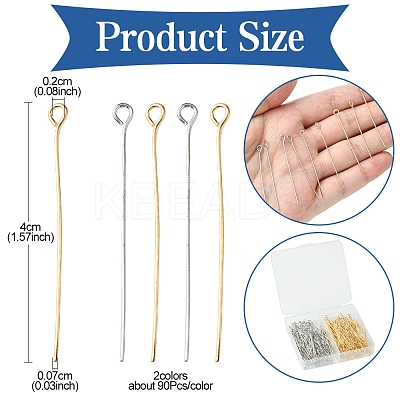 180Pcs 2 Colors Iron Eye Pins IFIN-FS0001-39-1