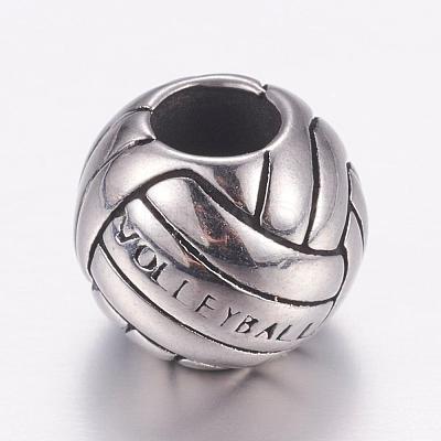 304 Stainless Steel European Beads STAS-P173-008AS-1