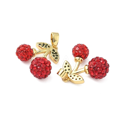 Brass Polymer Clay Pave Rhinestone Pendants KK-B139-14G-1