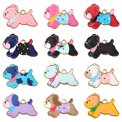 24Pcs 12 Colors Zinc Alloy Enamel Pendants ENAM-SC0007-28-1