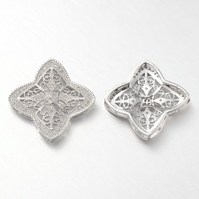 Filigree Flower Brass Micro Pave Cubic Zirconia Pendants ZIRC-L034-03-FF-1
