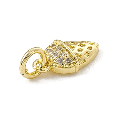 Brass Micro Pave Clear Cubic Zirconia Ice Cream Charms ZIRC-F132-69G-1