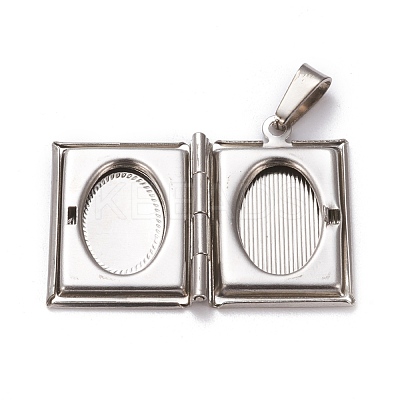 Tarnish Resistant 304 Stainless Steel Locket Pendants STAS-K197-02P-1