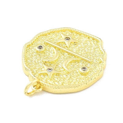 Rack Plating Brass Micro Pave Cubic Zirconia Pendants KK-D359-16G-1