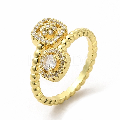 Cubic Zirconia Square Cuff Ring KK-A180-27G-1