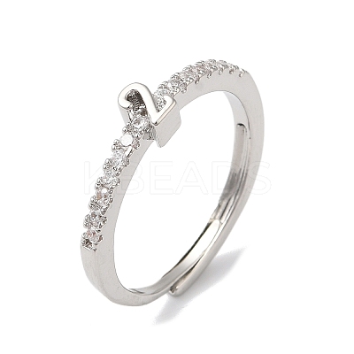 Rack Plating Brass Clear Cubic Zirconia Number 2 Adjustable Rings for Women RJEW-S407-09P-02-1
