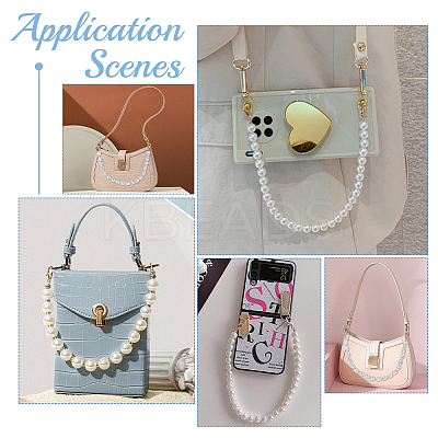2Pcs Plastic Imitation Pearl Bead Bag Straps FIND-PH0008-21-1
