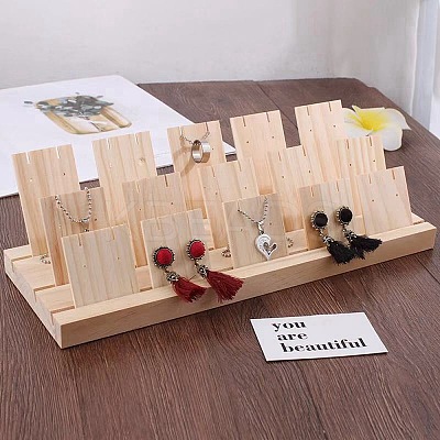 3-Slot Wooden Earring Display Card Stands EDIS-R027-01B-03-1