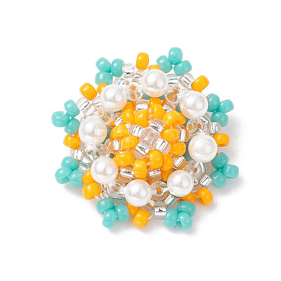 Seed Beads Beaded Charms PALLOY-MZ00119-03-1