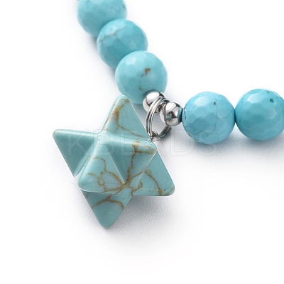 Synthetic Turquoise Stretch Charm Bracelets BJEW-JB04692-03-1