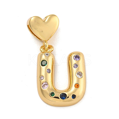 Brass Micro Pave Colorful Cubic Zirconia Pendants KK-P281-01G-U-1